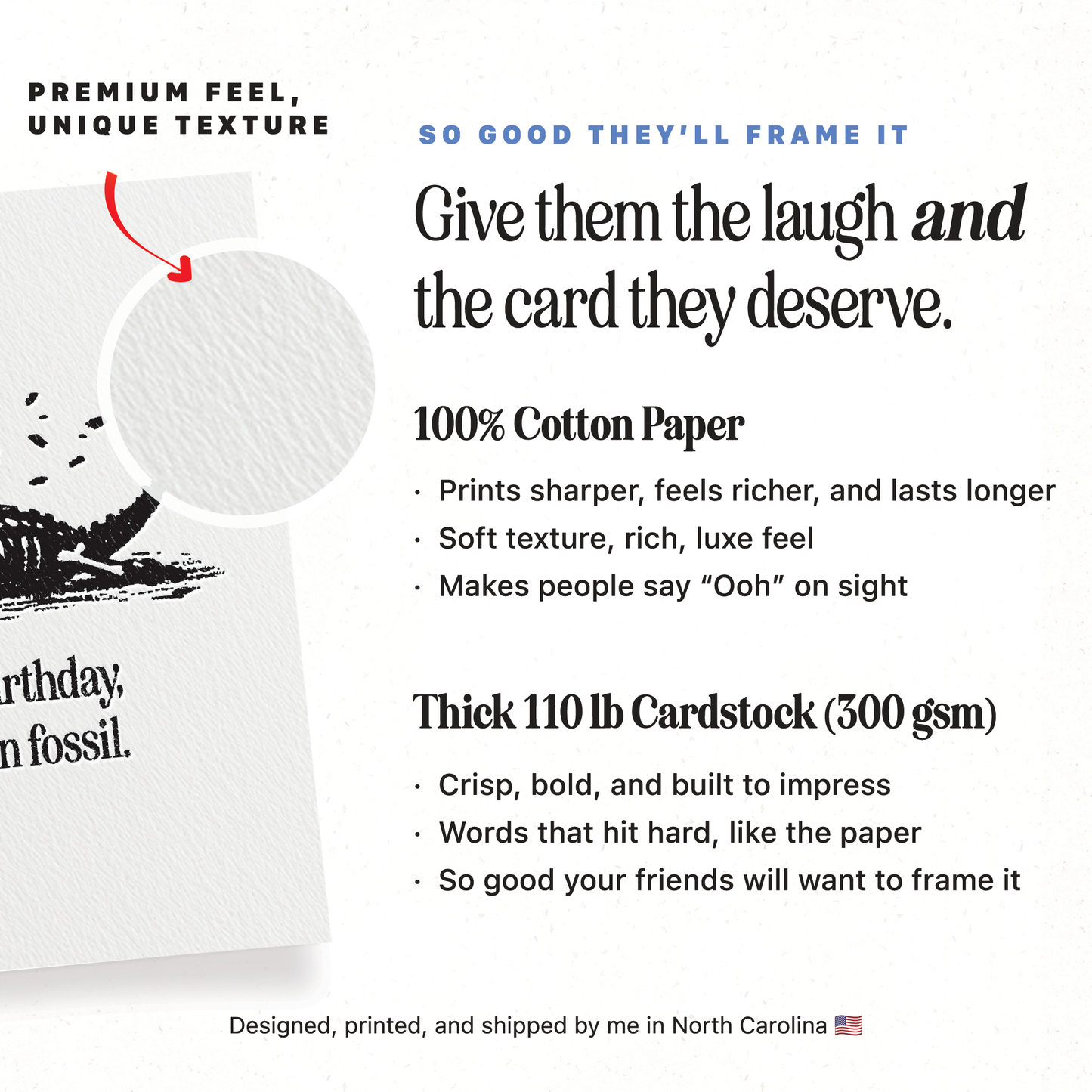 Snarky Dinosaur Fossil - A2 Birthday Greeting Card