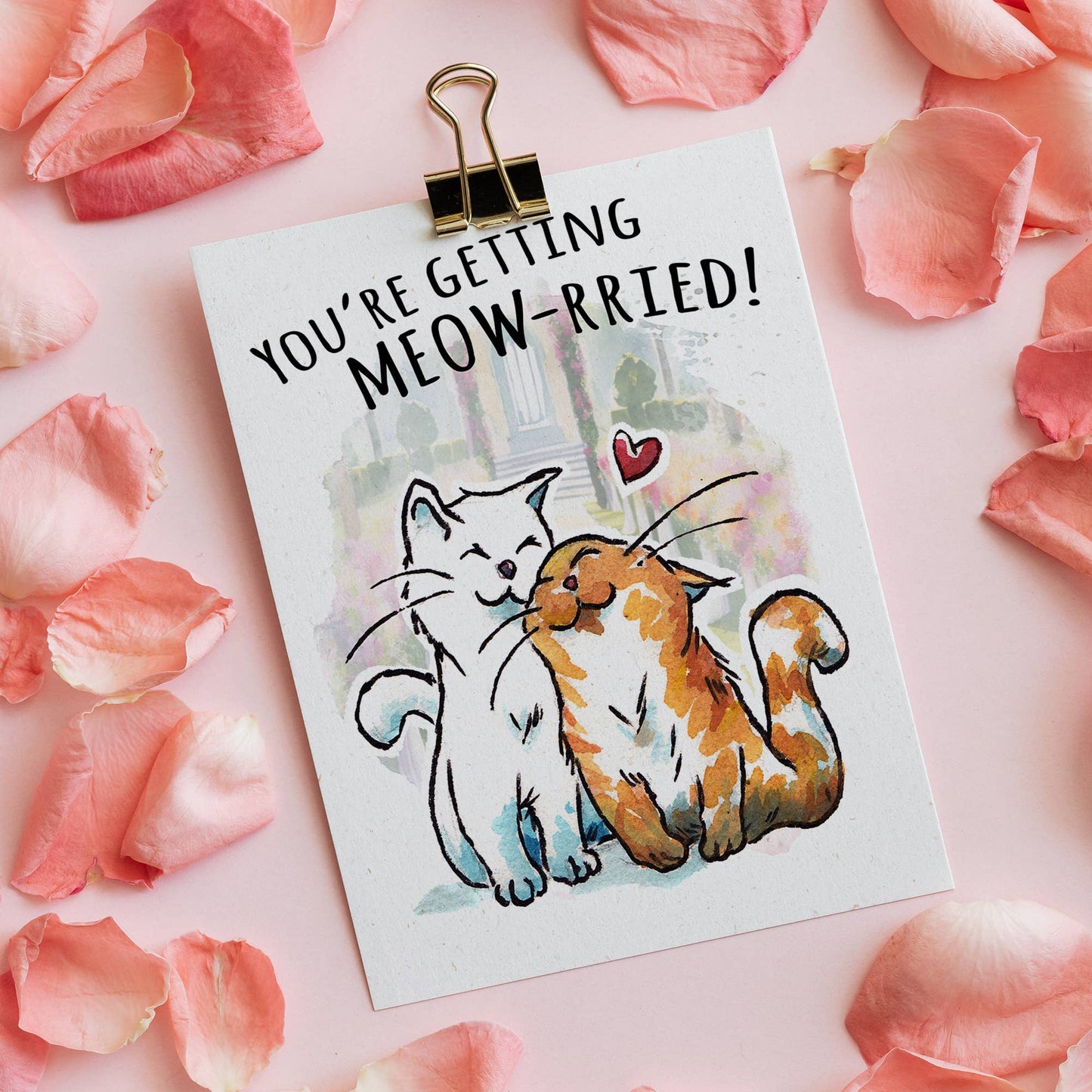 "Getting MEOW-rried" - Funny Cute Cat in Love Wedding Card