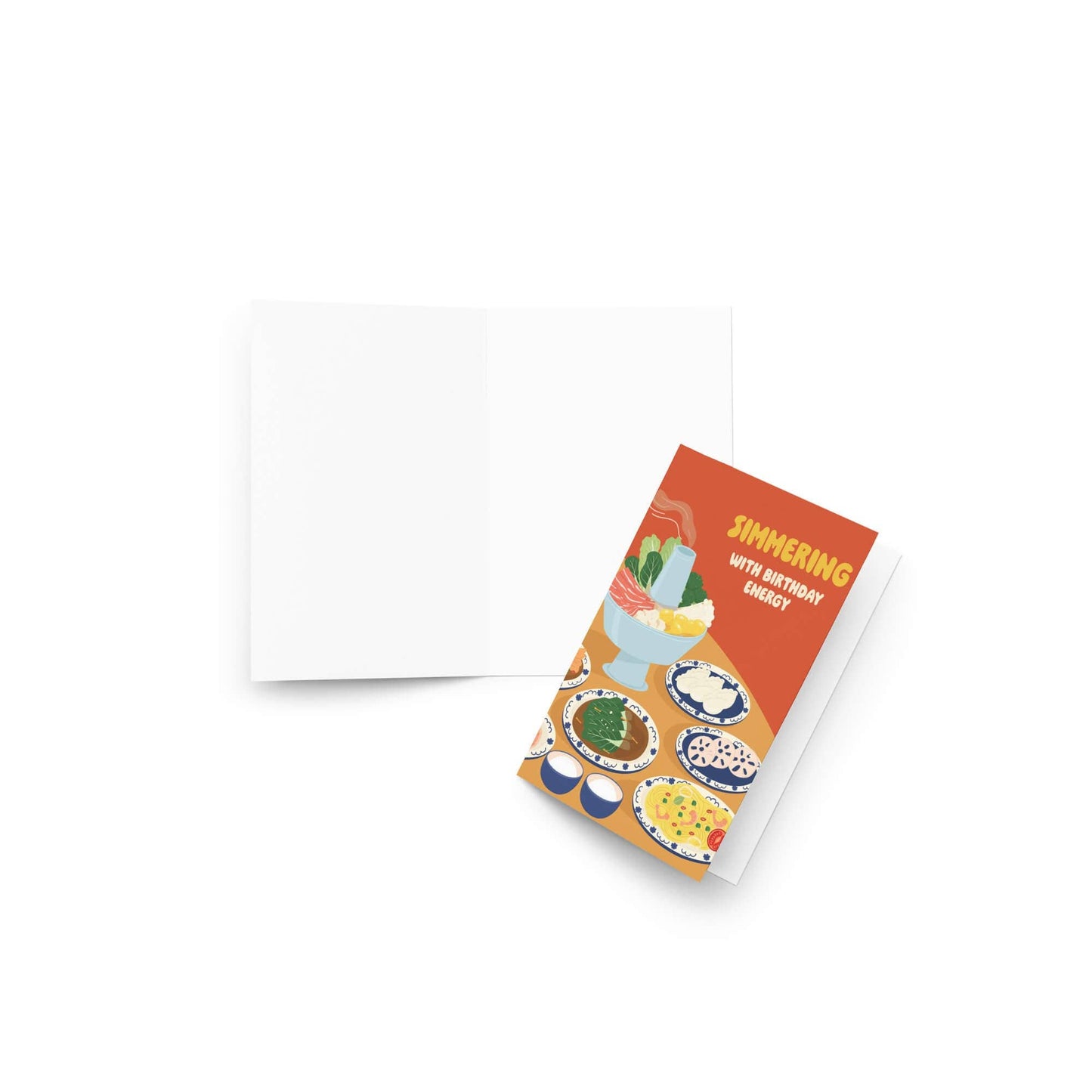 Hot Pot Simmering Cute Birthday Cards | Asian Soup Food Happy Greeting