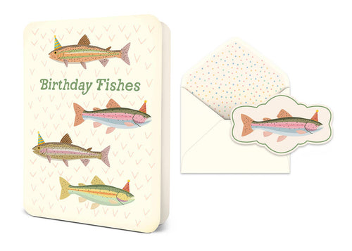 Birthday Fishes Deluxe Greeting Card - Front & Company: Gift Store