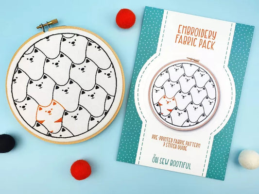 Cats Pet Handmade Embroidery Pattern Fabric Pack