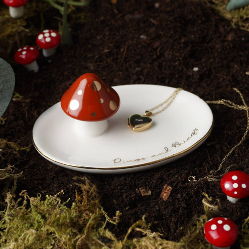 Snuggle Season Ceramic Toadstool Ring Dish - Front & Company: Gift Store