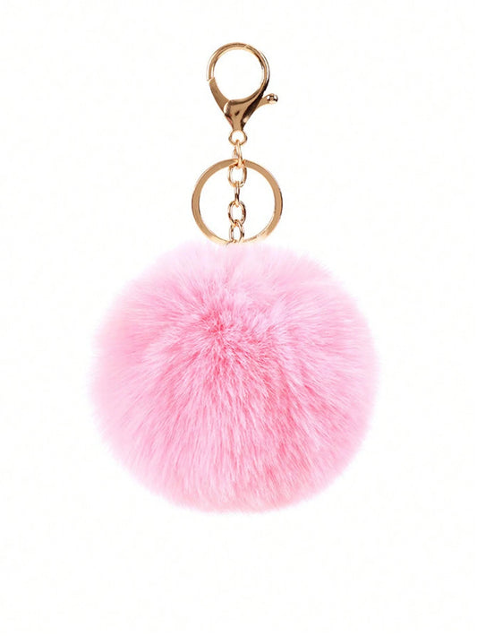 furry pompom/flwr/pom with bunny ears keychain OR beaded some with grape/flower crochet