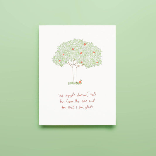 Apple Doesn't Fall Far  - Letterpress Greeting Card