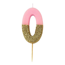 Load image into Gallery viewer, Pink and Gold Glitter Number Candle, 0-9
