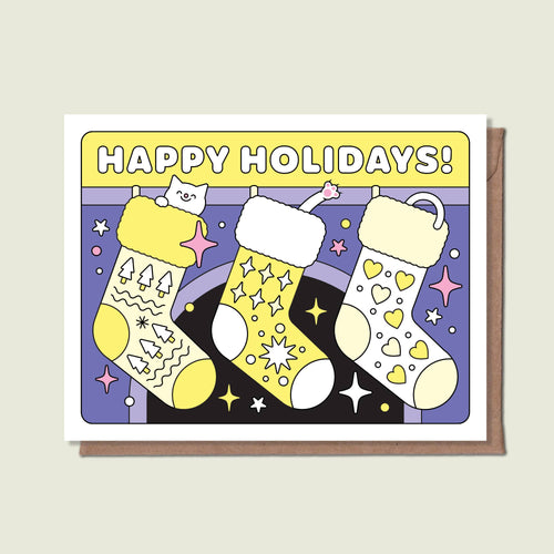 Happy Holidays Stocking Greeting Card - Front & Company: Gift Store