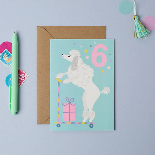 Age 6 Poodle Kid's Birthday Card | Children’S Birthday Card