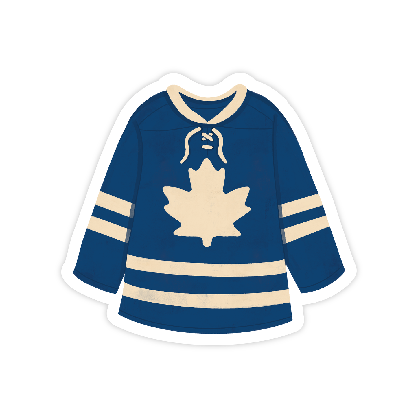 Blue and White Leaf Hockey Jersey - Toronto Sports Vinyl Sticker