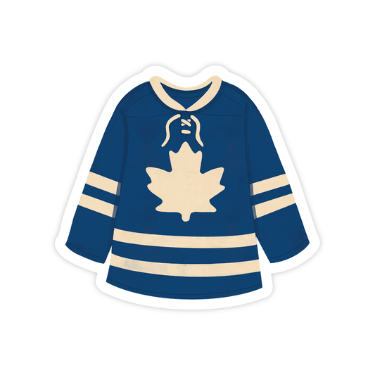 Blue and White Leaf Hockey Jersey - Toronto Sports Vinyl Sticker