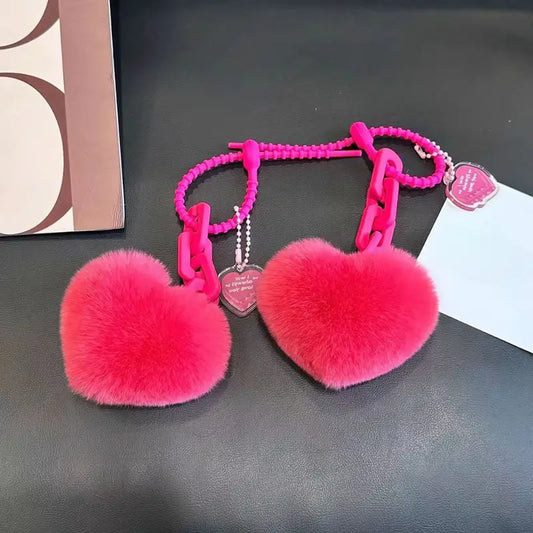 Faux Fur Heart Keychain