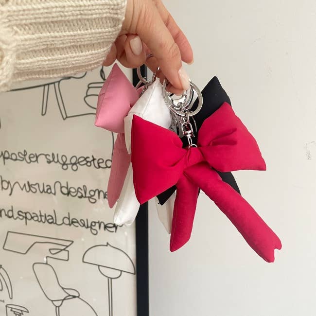 [LISA]Puff Ribbon Balletcore Bow Bag Charm, Key Holder