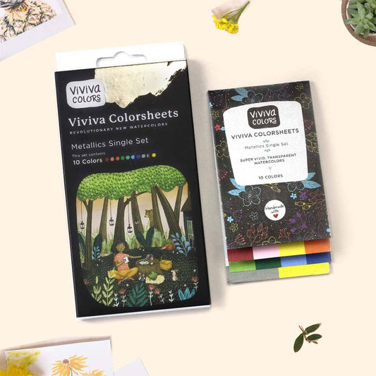 Metallic Colorsheets | 10 Watercolors | Portable Paint