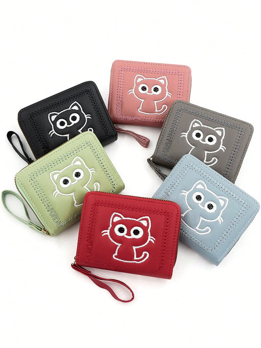 Embroidered Cat Wallet assorted colour