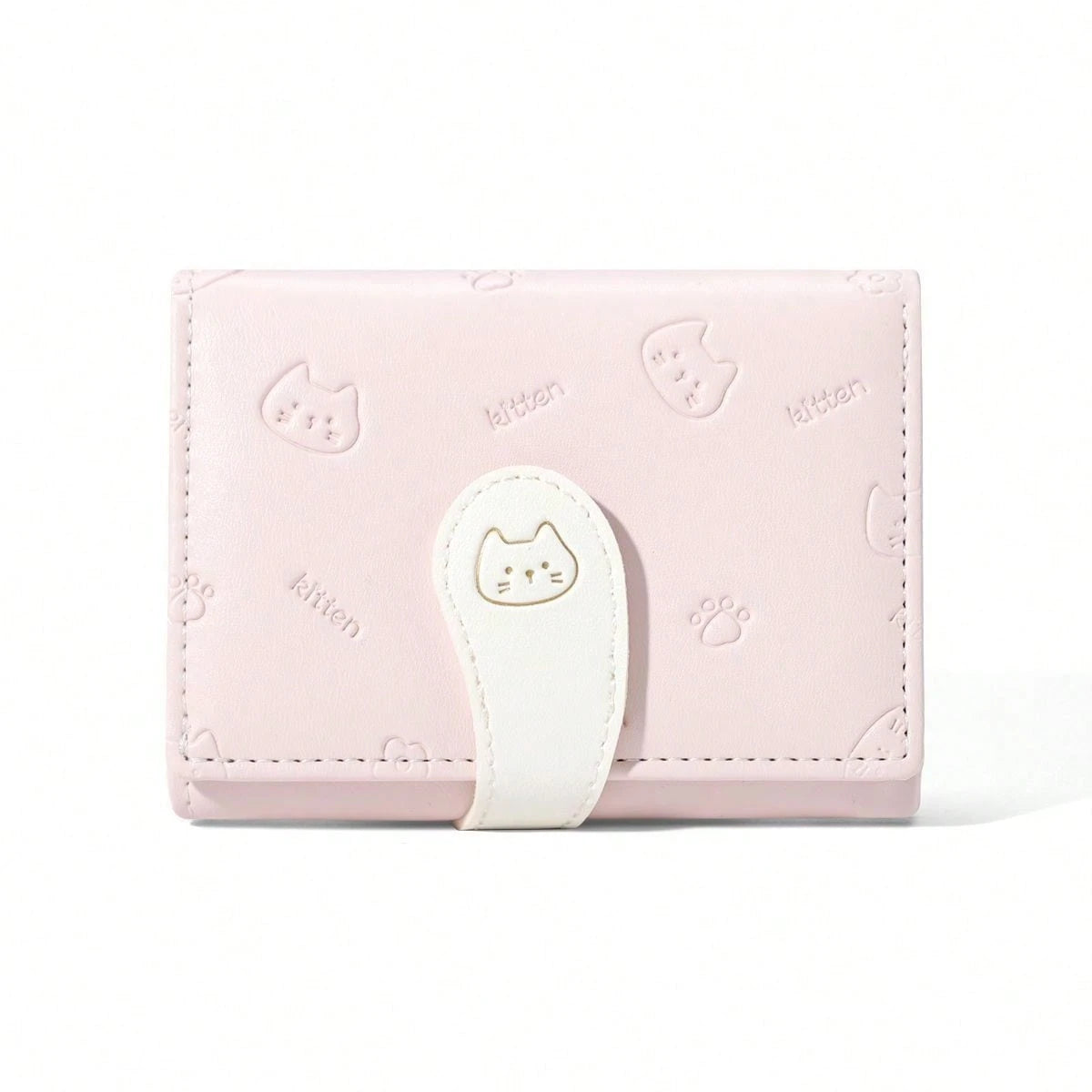 Cat Printed Tri-Fold Short PU Leather Wallet