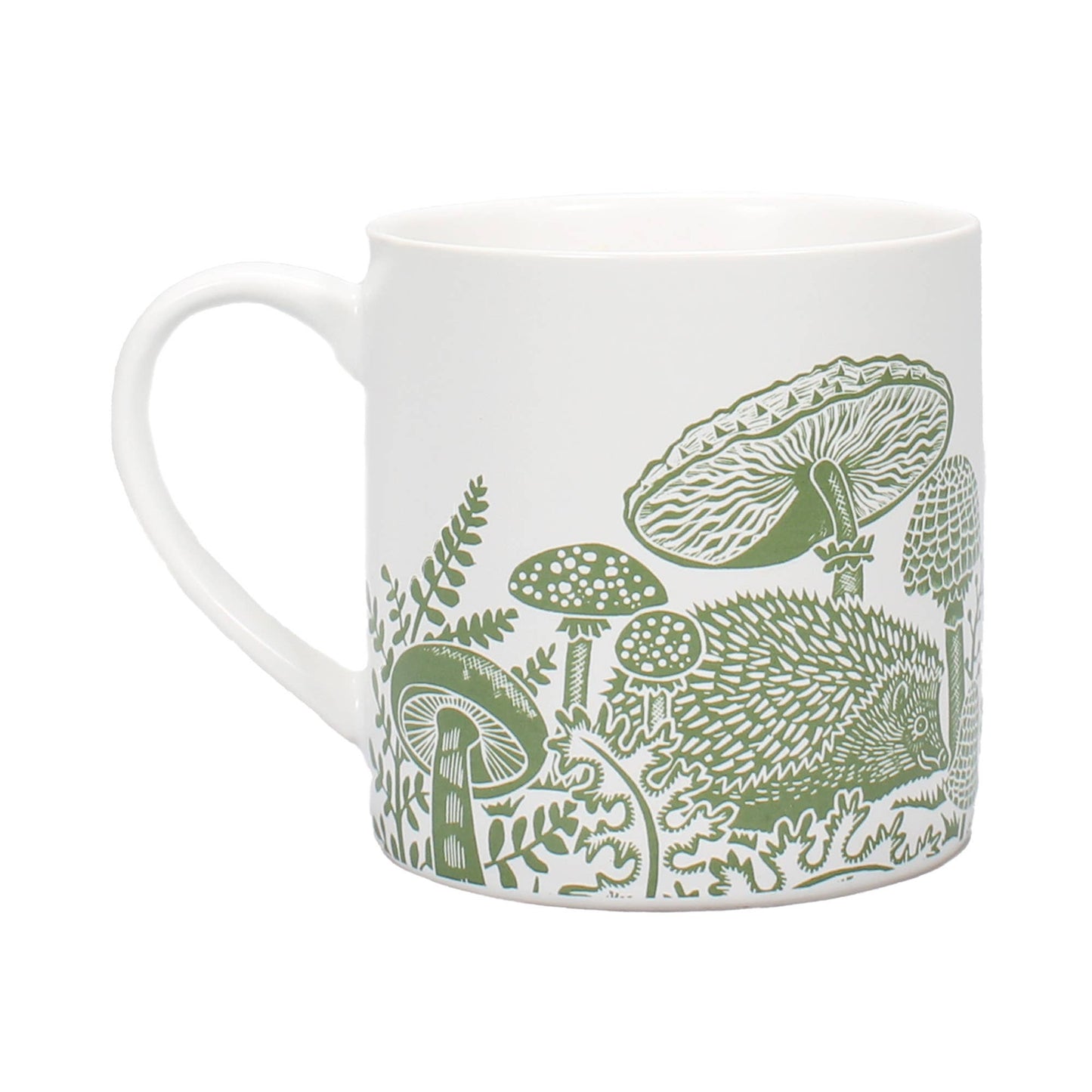 Ceramic Mug Woodland Mushroom & Hedgehog Green