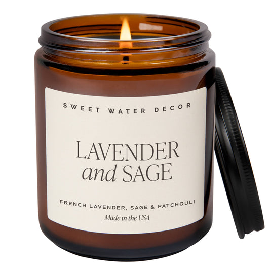 Lavender and Sage 9 oz Soy Candle - Home Decor & Gifts