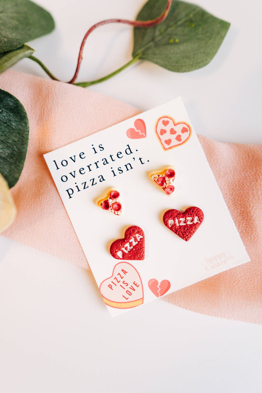 Love is Overrated, Pizza Isn't Clay Stud Earring Pack