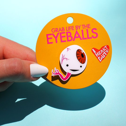 Brown Eyeball Lapel Pin - Grab Life by the Eyeballs