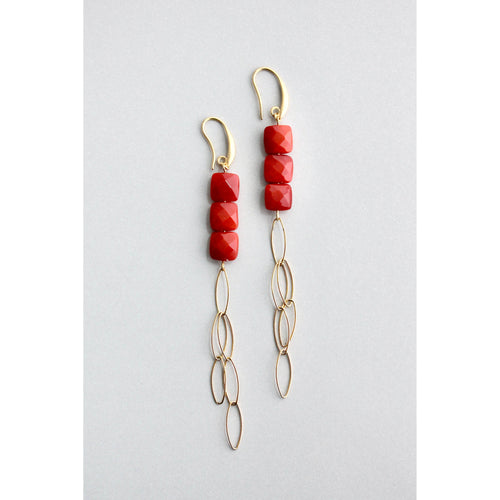 GNDE123E red fringe earrings - Front & Company: Gift Store