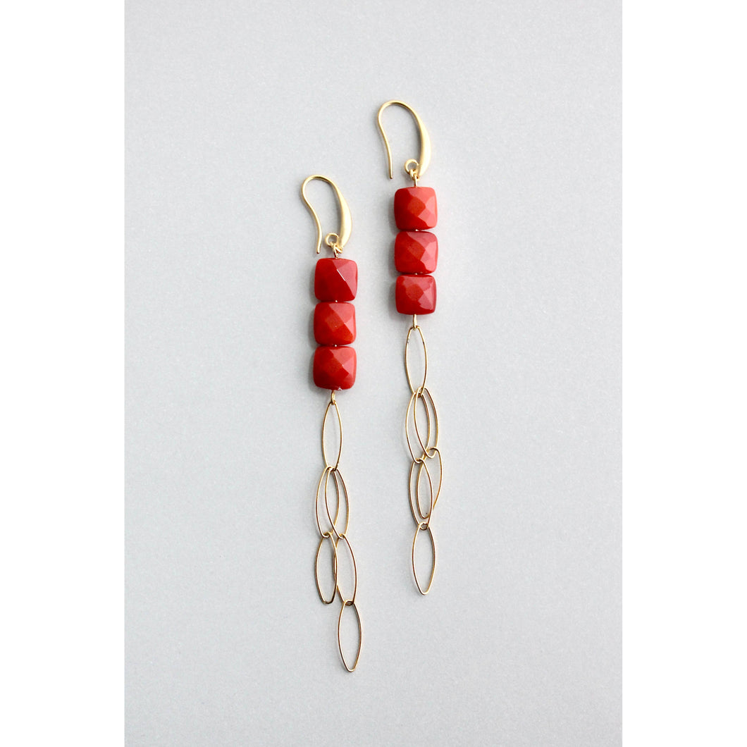 GNDE123E red fringe earrings