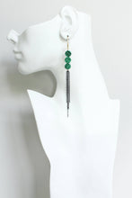 Load image into Gallery viewer, JLTE75 synthetic malachite shoulder duster earrings
