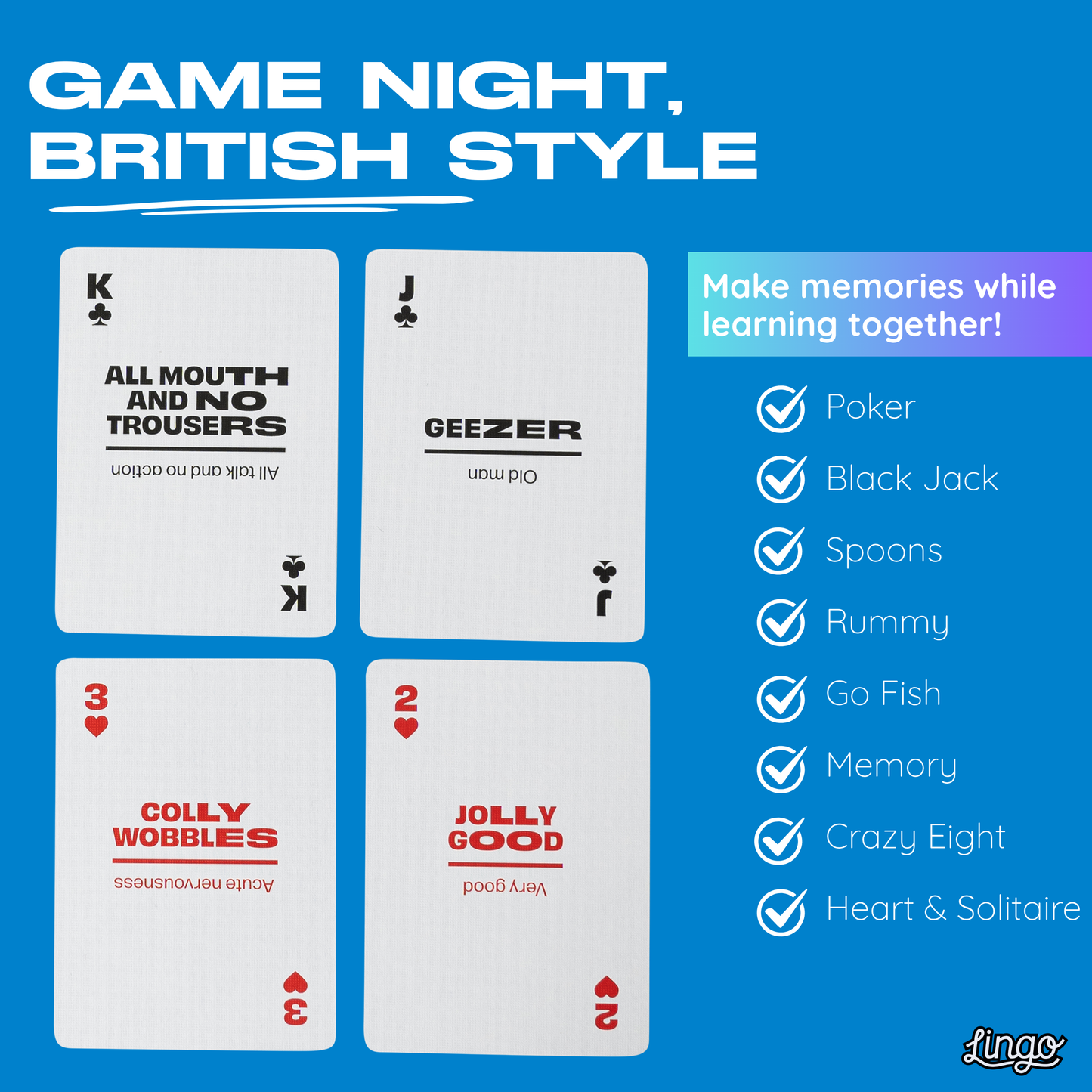 British Slang Travel Playing Cards in Tin Travel Case