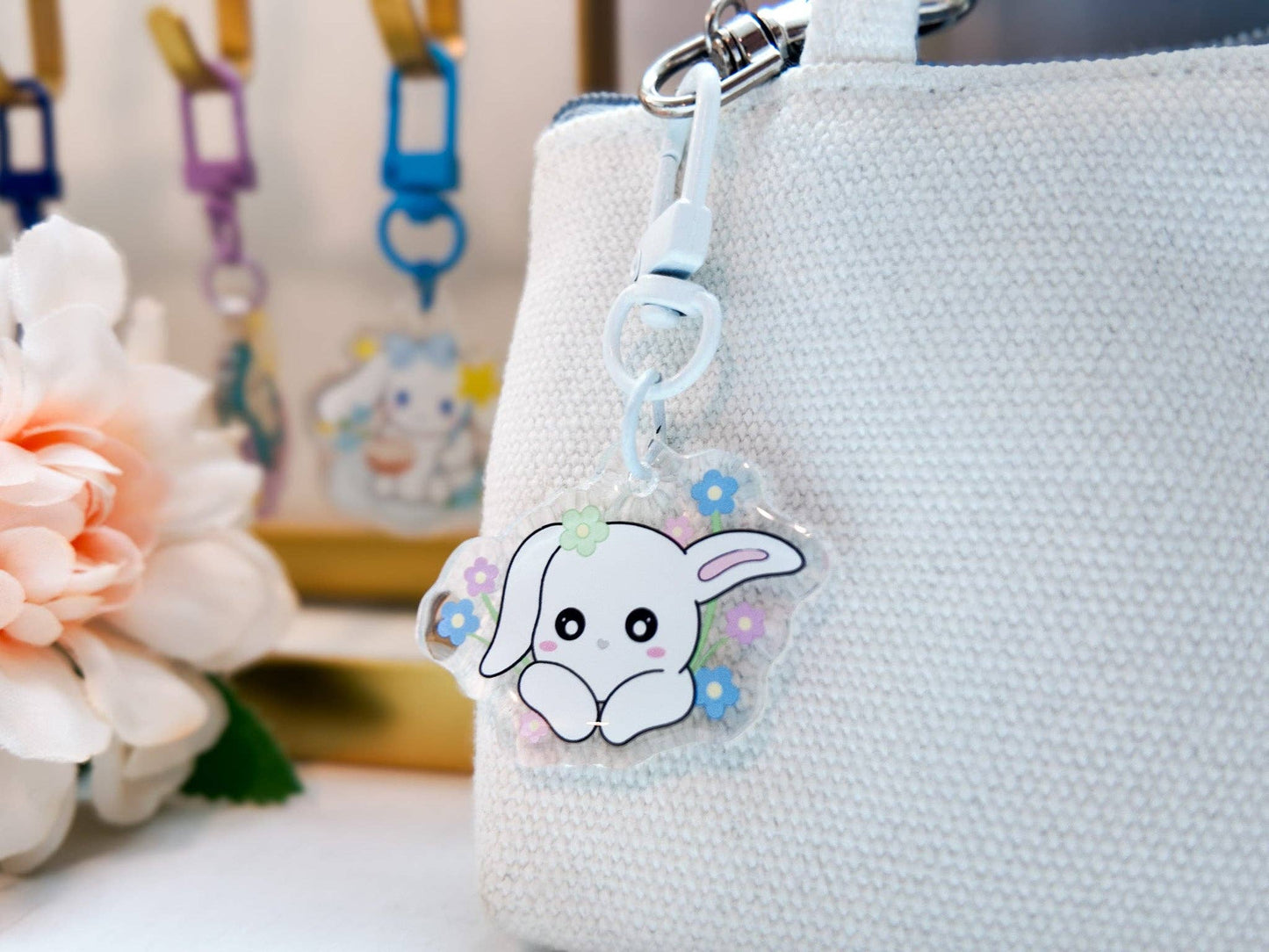 Flower Bunny Key Charm