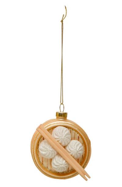 Glass Ornament - Hand-Painted Glass Dim Sum & Wood Chopsticks Ornament