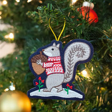 Load image into Gallery viewer, Embroidered Ornament Squirrel Orn
