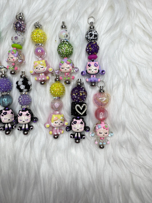 Beaded Keychain  Skull Panda/ Sp 