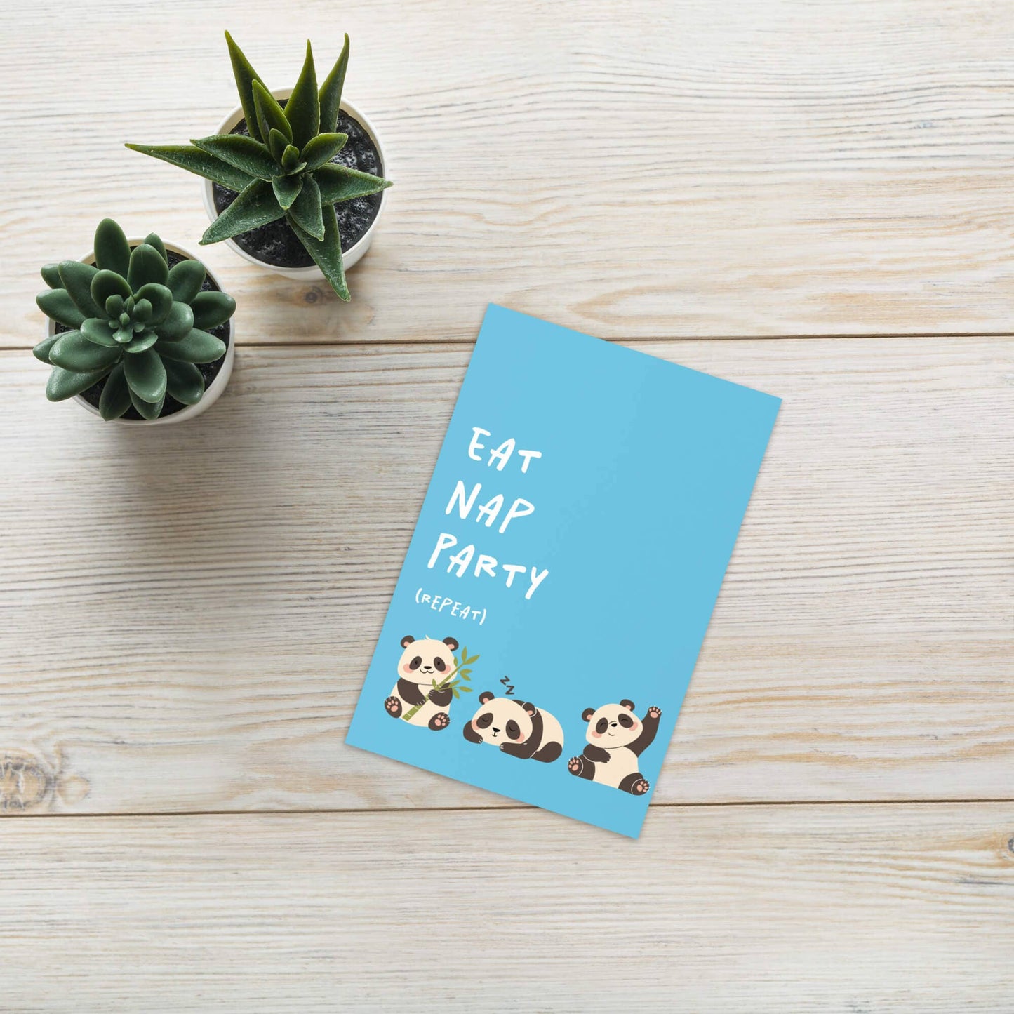Eat Nap Party Birthday Card | Funny Aesthetic Chinese Panda Greeting Cards