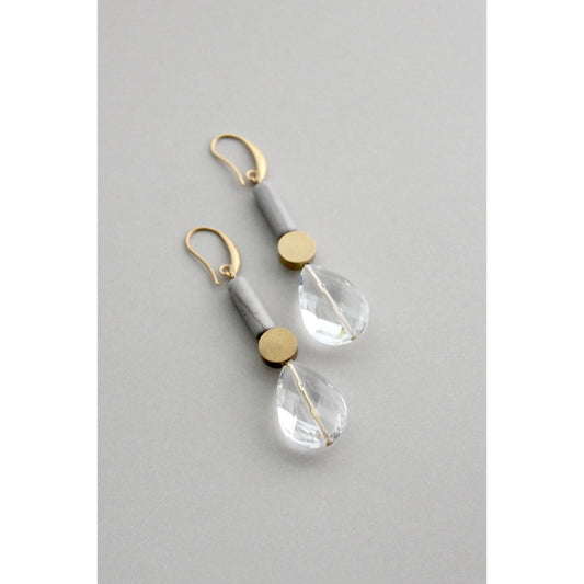 GNDE88 gray and crystal glass earrings