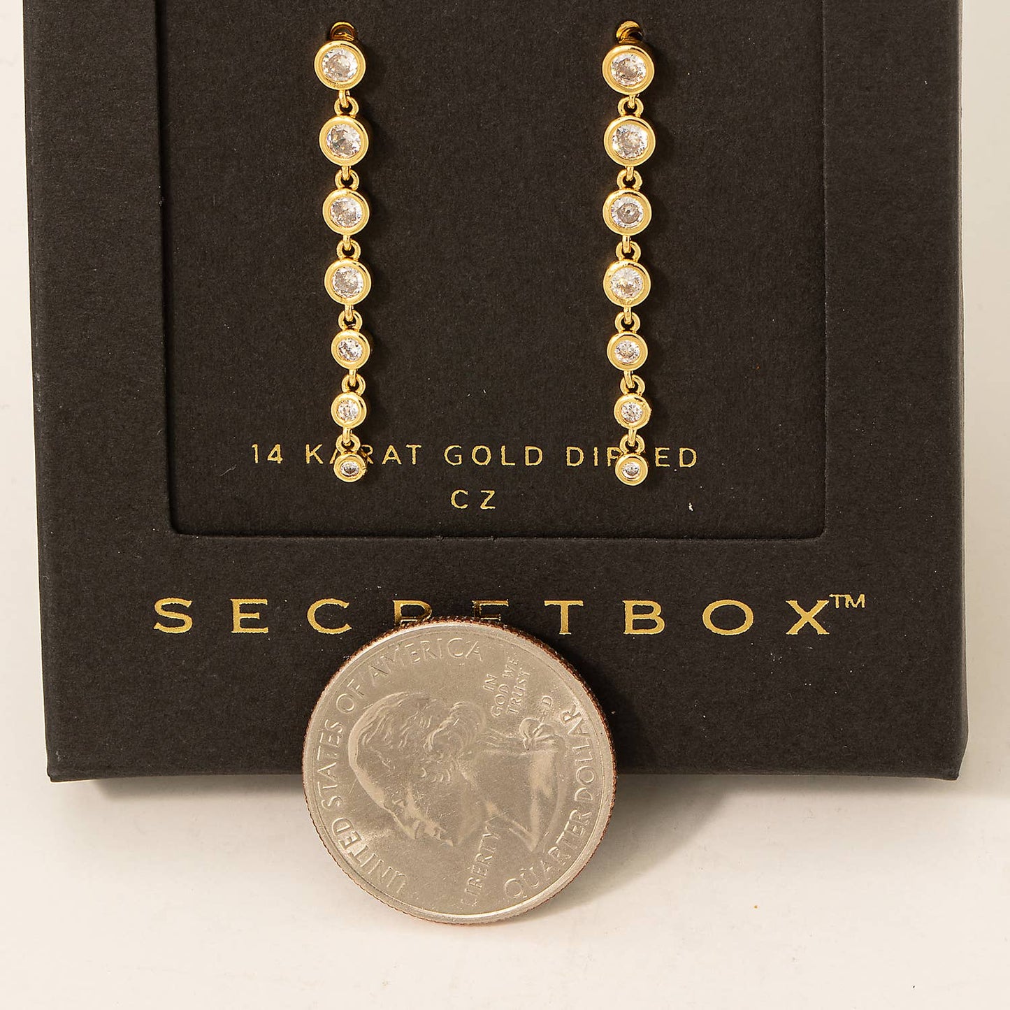 Gold Dipped Stud Chain Dangle Earrings