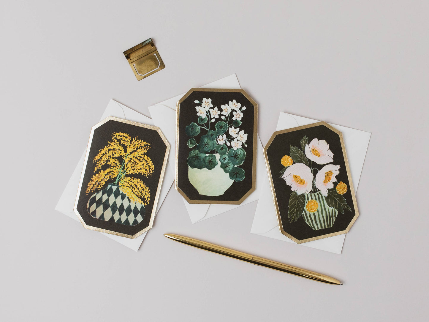 PEONY VASE BOTANICAL DIE CUT MINI FLORAL CARD