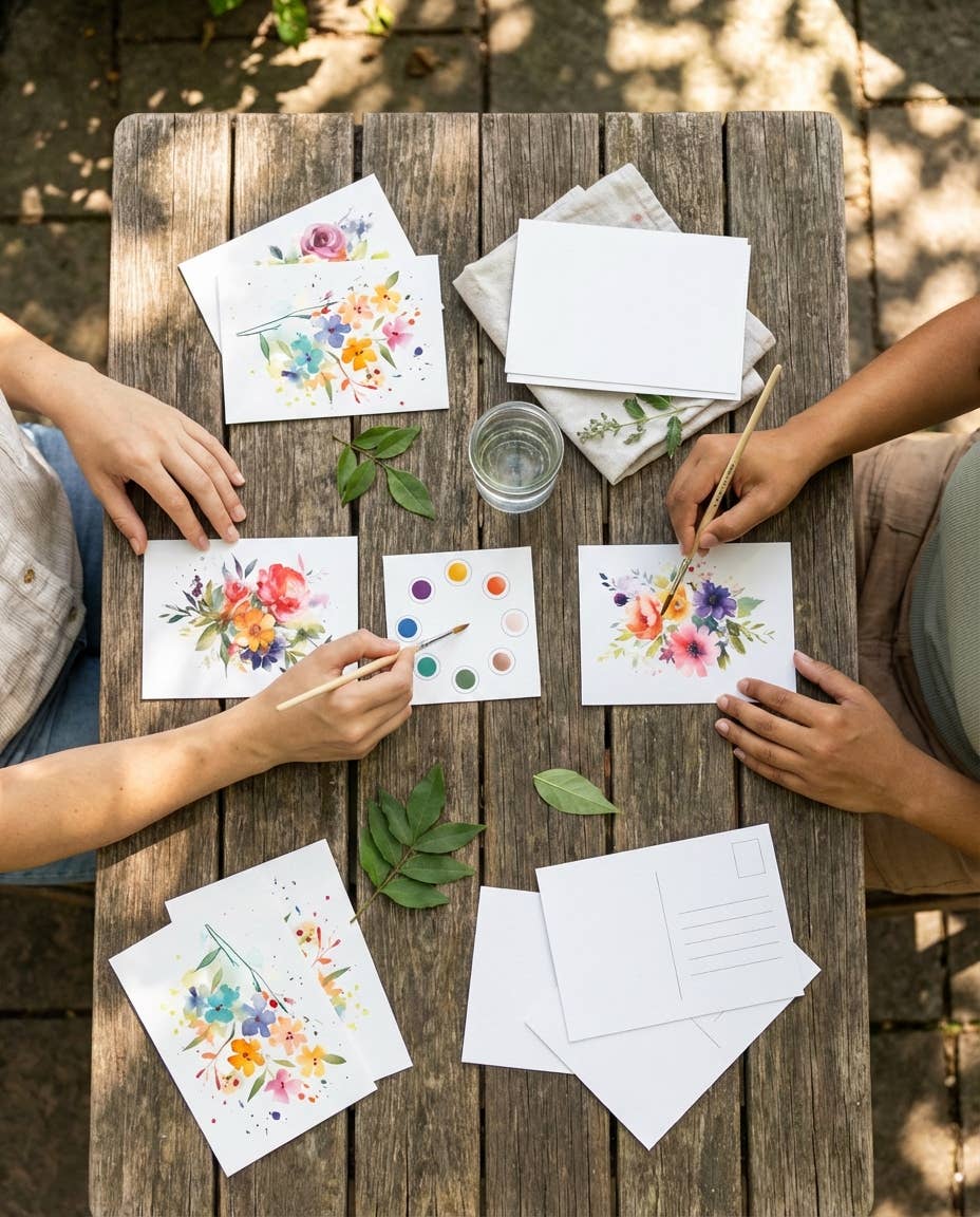 All in One Watercolor Paint Set / Postcard Kit: Botanicals