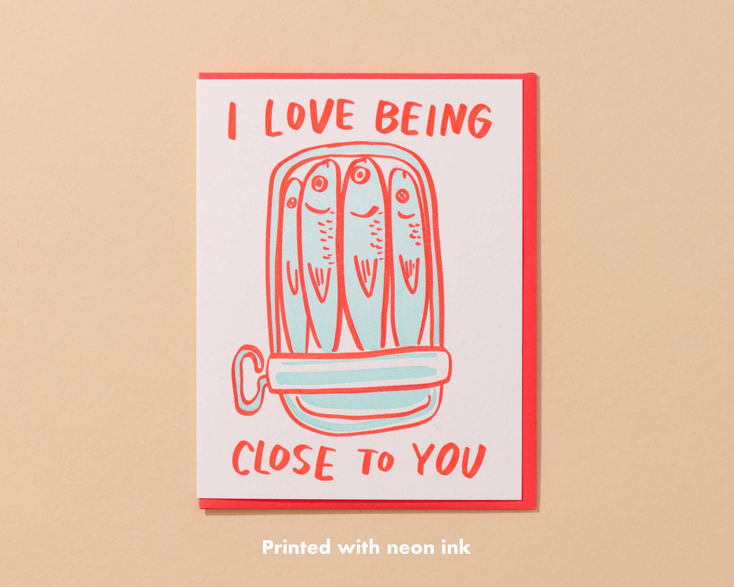 Sardine Love Letterpress Card - Made in USA - Foodie, Tinned Fish, Grocery