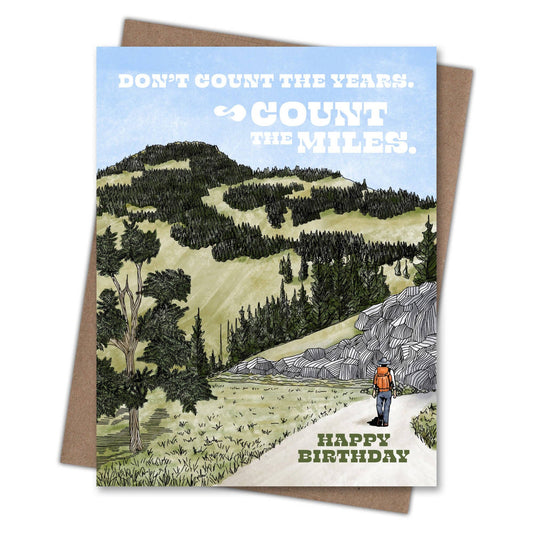 Count the Miles - Recycled Birthday Card for Hikers
