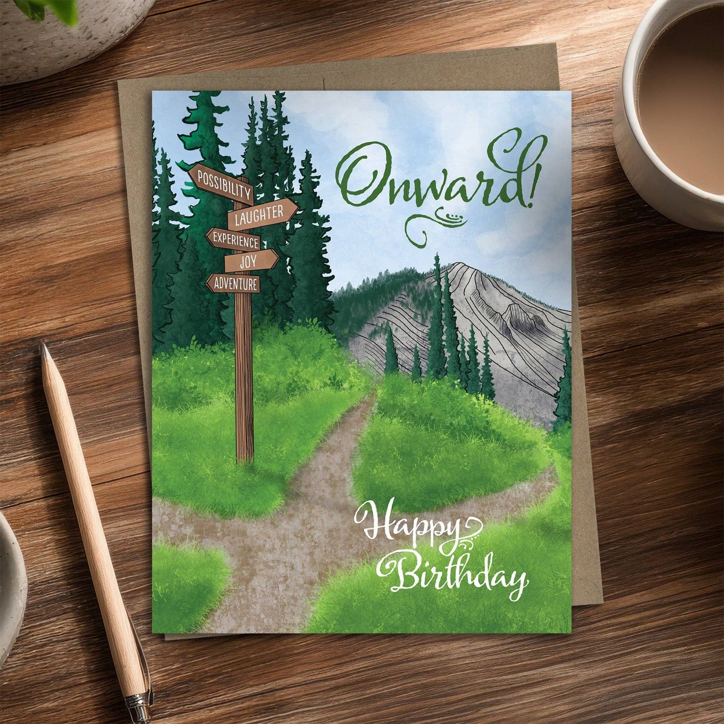 Onward! - Recycled Birthday Card for Hikers