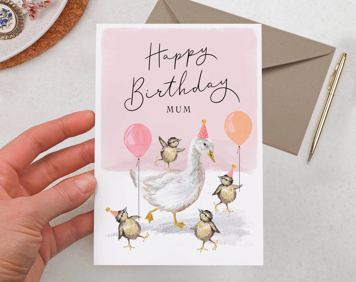 Mum Birthday Card | Goose & Duck Party | Cute Greeting Card