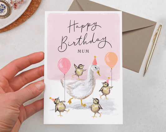Mum Birthday Card | Goose & Duck Party | Cute Greeting Card