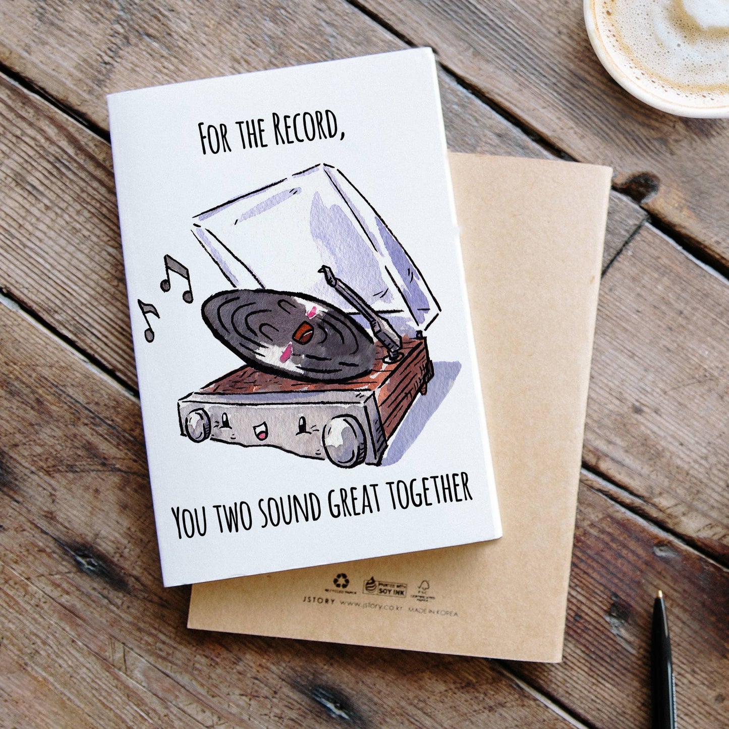 "For the Record, You Two Sound Great" Old Timer Wedding Card