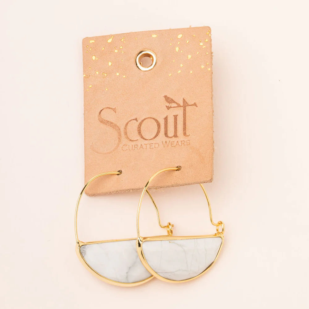 Stone Prism Hoop Earring -  Opalite/Silver