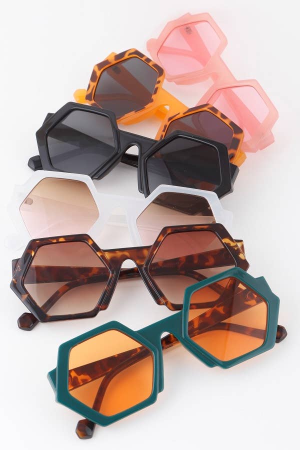 Bright Tinted Hexagon Sunglasses