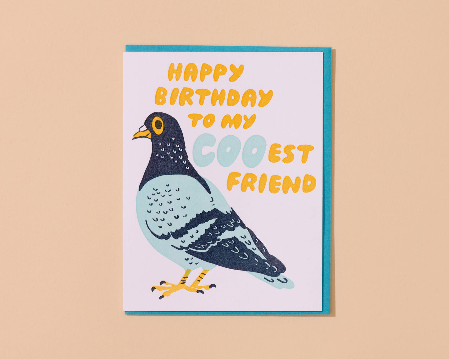 Coo Friend Pigeon Birthday Letterpress Card- Made in USA