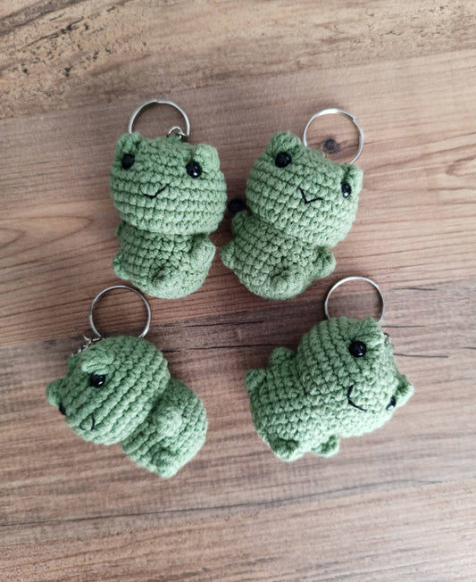Handmade Frog Keychain  Cute Green Amigurumi Gift