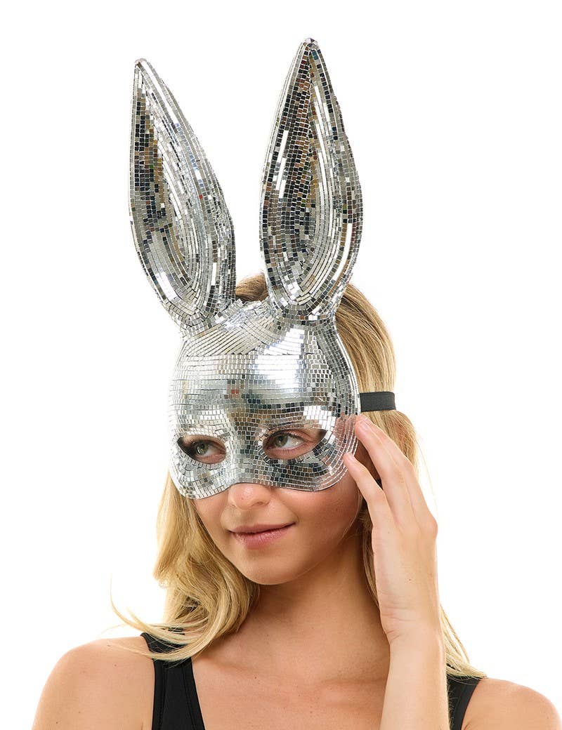 Silver Mirror Bunny Mask