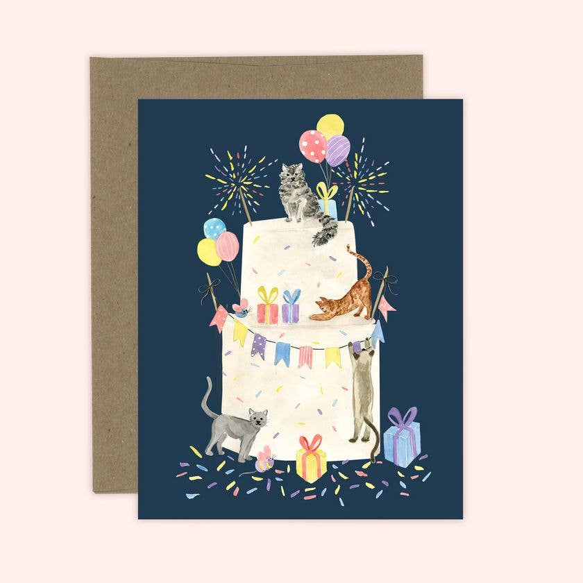 Party Cat Cake Birthday Card