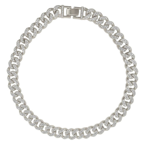 Flat Curb CZ Chain Necklace silver - Front & Company: Gift Store