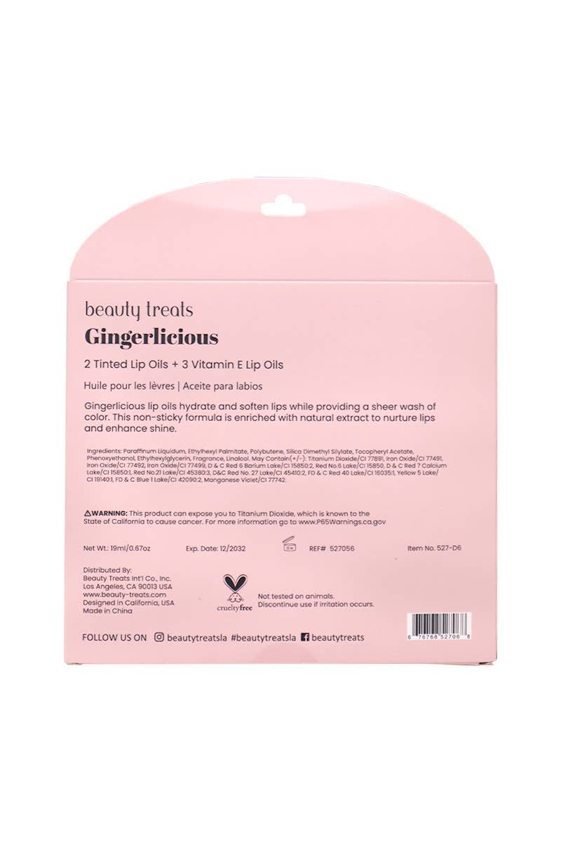 Beauty Treats 527-D6 Gingerlicious 5pc Lip Oil Set