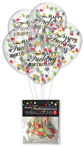 Happy Fucking Birthday FU Finger Confetti Balloons Pack of 5 - Front & Company: Gift Store